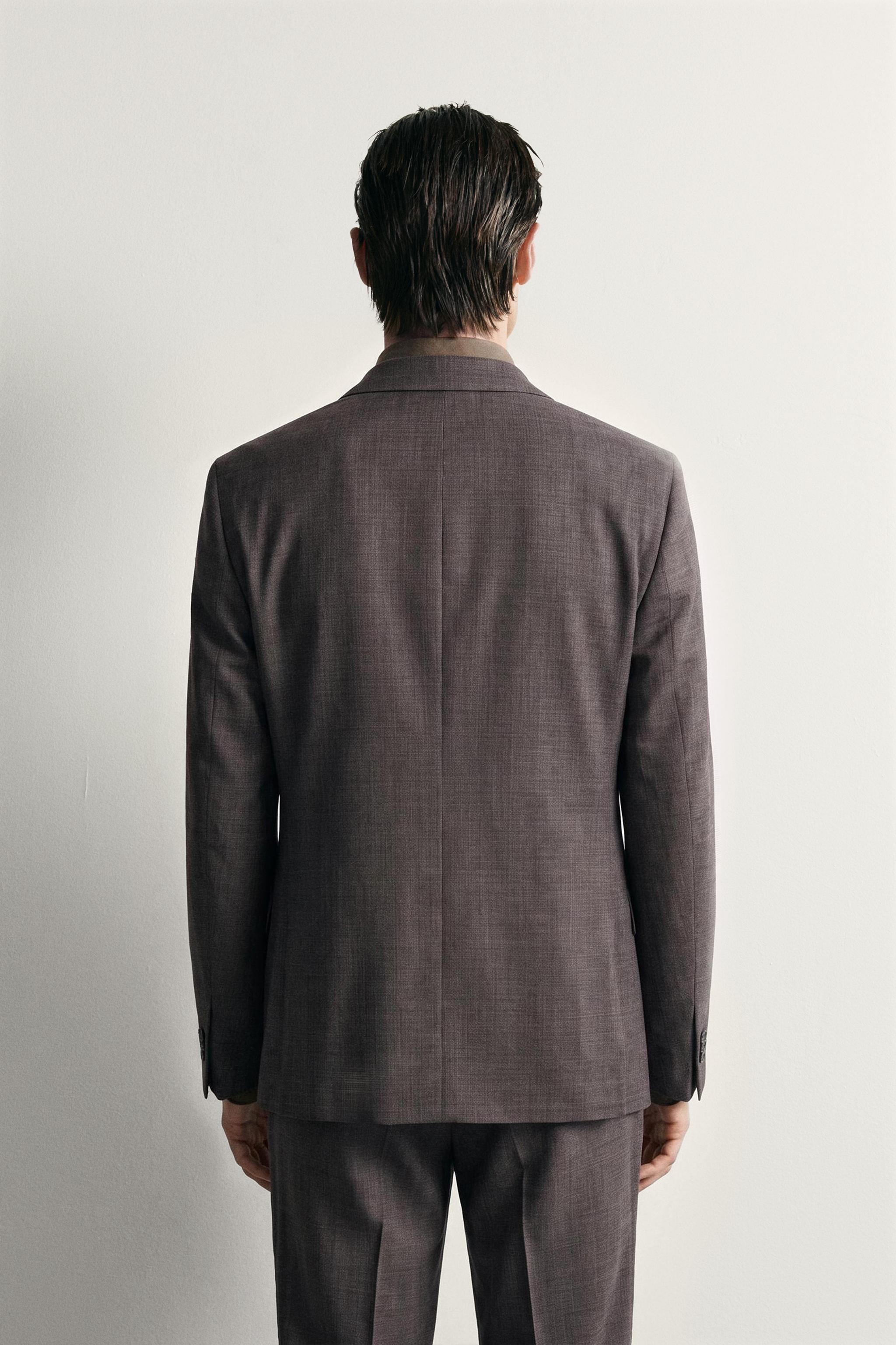 WOOL-BLEND CHECKED SUIT BLAZER